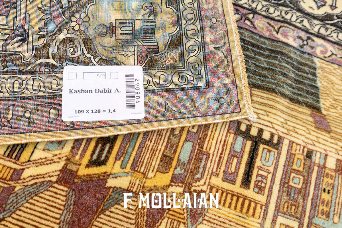 Pictorial (Land-scape) Hand-knotted Kashan Dabir Antique Rug n°:908062